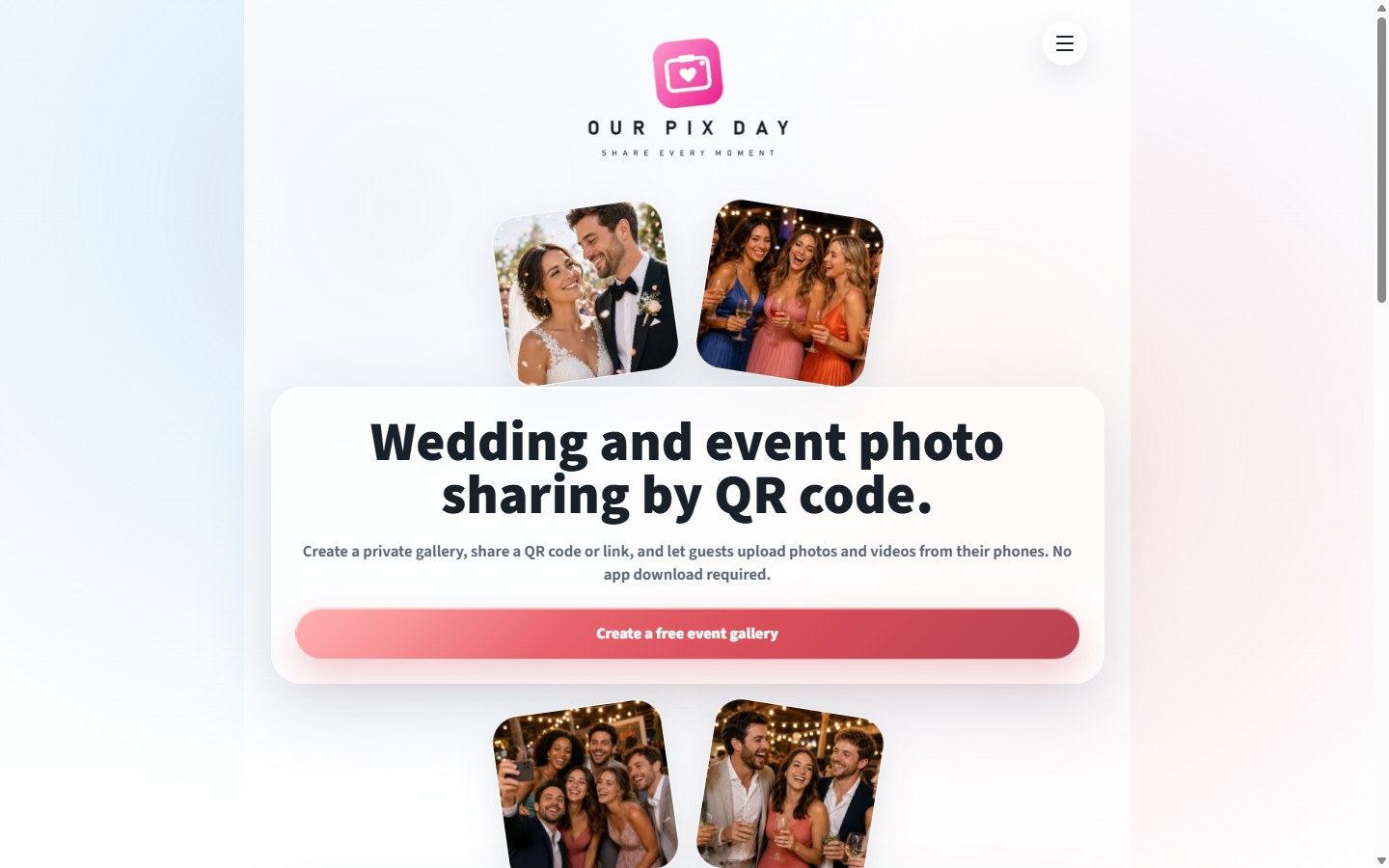 OurPixDay, QR-Code Photo Sharing for Weddings & Events cover image
