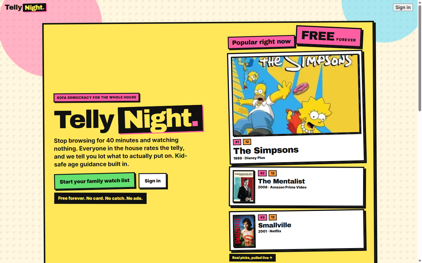 Telly Night, A Family Pick-What-to-Watch App cover image